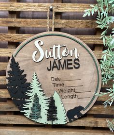 a wooden sign hanging on the side of a fence that says suttenn james