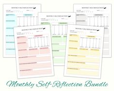 four month self reflection calendars with the text,'months self reflection bundle '