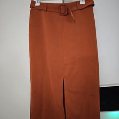 Beautiful Skirt For The Fall Brand New With Tags Orange Lined Skirt For Work, Orange Workwear Skirt With Lining, Orange Lined Skirt For Workwear, Orange Skirt For Work, Elegant Orange Skirt For Work, Chic Orange Pencil Skirt, Long Black Maxi Skirt, Mint Green Skirts, White Jean Skirt