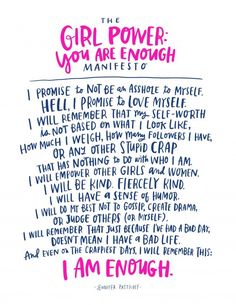 an instagram page with the words girl power and i am enough written on it