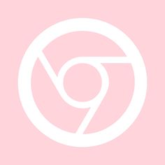 a white circle with the letter g in it's center on a pink background