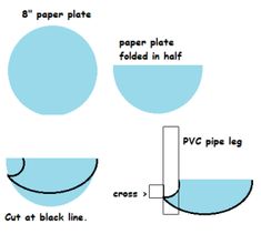 paper plates folded in half and cut at black line to make them look like ovals