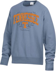 Design Long sleeve, crew-neck sweatshirt Ribbed, tagless collar Standard fit Style and Team Spirit Screen-printed team graphics Champion® branding Additional Details Machine washable Officially licensed product Collegiate Team-colored Hoodie Sweatshirt, Vintage Tennessee Vols Sweatshirt, Collegiate Long Sleeve T-shirt With Team Logo, Collegiate Long Sleeve Sports T-shirt, Champion Vintage Sweatshirt, Tennessee Volunteers, Crew Sweatshirts, Fit Style, Team Spirit