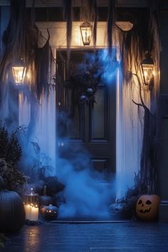 Haunted Witch House Decor, Halloween Gauze Front Porch, Halloween Arch Outdoor, Halloween Entrance Decorations, Spooky Halloween Decorations Outdoor Easy Diy, Witch Haunted House Ideas, Apartment Door Halloween Decor, Halloween Entrance Decor, Diy Halloween Entrance