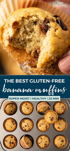 the best gluten - free banana muffins are super moistened and delicious