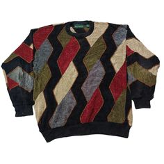 Vintage 90s Coogi Style Tundra Canada Crewneck Sweater - Classic Retro Knit Dive into the nostalgia of the 90s with this eye-catching vintage Coogi style crewneck sweater! Inspired by the iconic designs of Coogi Australia, this sweater features the same bold patterns and vibrant colors that defined an era. Perfect for fashion lovers who appreciate unique, statement pieces. Features: Era: 1990s Style: Coogi-inspired Material: High-quality acrylic blend (Soft, warm, and durable) Design: Multicolor Vintage Winter Patchwork Tops, Retro Patchwork Sweatshirt For Fall, Vintage Black Patchwork Top, Vintage Crew Neck Patchwork Tops, Vintage Patchwork Crew Neck Top, Vintage Crew Neck Sweatshirt With Patchwork, Vintage Crew Neck Patchwork Sweatshirt, Vintage Multicolor Winter Sweatshirt, Vintage Long Sleeve Patchwork Sweatshirt