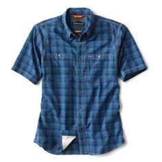 Tech Chambray Short-Sleeved Work Shirt | Orvis Fitted Short Sleeve Tops For Outdoor, Fitted Cotton Outdoor Shirt, Fitted Cotton Shirt For Outdoor, Relaxed Fit Cotton Short Sleeve Shirt For Outdoor, Tent Sale, Chambray Shorts, Work Shirt, Work Shirts, Button Down Collar