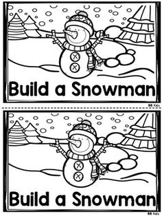 two snowman bookmarks with the words build a snowman and build a snowman