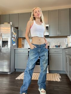 Vintage carpenter jeans cathart fire resistant jeans  30 inch waist  loose baggy fit, wide leg sooo trendy right now  model is 5'4 110 lbs for size reference normally wears a size 25 waist Jeans Loose Fit, 110 Lbs, High Waisted Mom Jeans, Jeans Mom, Carpenter Jeans, Gen Z, Waist Jeans, Low Waist, Baggy Fits