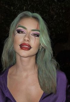 Halloween costume inspiration, joker makeup Easy Halloween Makeup Looks, Easy Halloween Makeup Ideas, Halloween Costume Inspiration, Easy Halloween Makeup, Joker Makeup