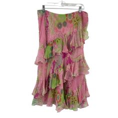 Buy Y2K Ralph Lauren Pink Floral Ruffled Silk A-Line Skirt Women’s Large Preowned for only $30.00 at 2WEARS! Skirt Women, Comfortable Sandals, A Line Skirt