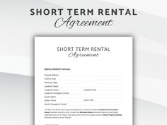 a short term rental agreement with the words short term rental agreement in black and white