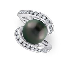 Tahitian Black Pearl Ring – Na Hoku Black Tahitian Pearl Jewelry For Anniversary, Black Tahitian Pearl Ring, Formal Black Tahitian Pearl Ring, Anniversary Black Tahitian Pearl Jewelry, Anniversary Black Tahitian Pearl Ring, Tahitian Pearls Jewelry, Black Pearl Ring, Hawaiian Jewelry, Tahitian Black Pearls