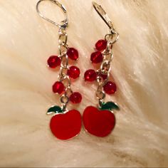 Silver-Tone Apple Earrings. Approximately 1 1/2” In Length. Apple Jewelry, Apple Rings, Apple Earrings, Apple Seeds, Prom Ideas, Earrings Color, Silver Tone, Jewelry Earrings, Prom