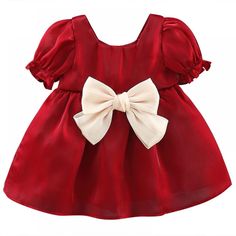 Girls Summer Bow Princess Dress Wholesale Baby Girl Clothes Red Princess Dress With Bow, Short Sleeve Princess Dress With Bow For Summer, Cute Christmas Playtime Dress, Cute Christmas Playtime Dresses, Cute Red Dress With Bow, Red Short Sleeve Dress For Playtime, Red Short Sleeve Dress With Bow, Casual Red Short Sleeve Dresses, Gowns For Girls