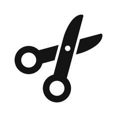 a black and white icon of a pair of scissors