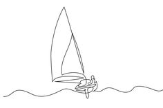 a black and white drawing of a sailboat in the ocean