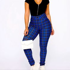 Blue Plaid Fashion Nova Pants Size Medium. Women’s Still Has Tags On Them. Pants But Really Have A Leggings Material To Me Which Was Unexpected Being The Reason I’m Selling. Offers Welcome Blue Non-stretch High Waist Bottoms, Blue Non-stretch High Rise Pants, Trendy High Waist Blue Bottoms, Trendy High-waist Blue Bottoms, Trendy Fitted Blue Bottoms, Trendy Fitted Blue Pants, Trendy Blue Trousers, Casual Blue Non-stretch Leggings, Fitted Blue Casual Bottoms