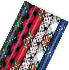 four different colored ties are lined up together