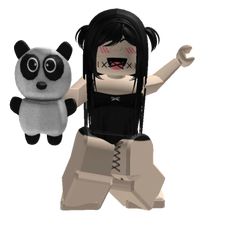 an animated girl holding a panda bear in her arms