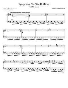 sheet music with the words'symphy no 9 in d minor