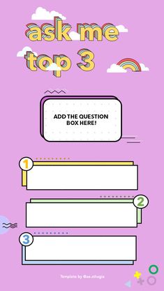 the question box for ask me top 3 is in front of a pink background with clouds and