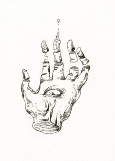 an ink drawing of a hand with two fingers sticking out of it's palm