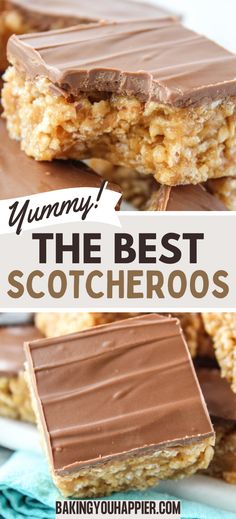 the best scotcheroos recipe is made with no bake, and has chocolate frosting on top