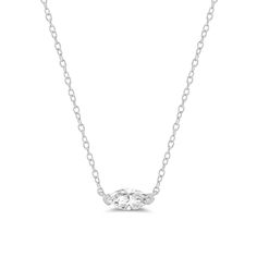 A contemporary choice for an everyday diamond necklace. This white gold necklace features a marquise diamond in an east-west setting. It sparkles with a statement but does so discreetly, perfect for heightening any look, including casual outfits. Everyday Diamond Necklace, White Gold Necklace, White Gold Necklaces, Marquise Diamond, East West, Lab Created Diamonds, Diamond Necklace, Gold Necklace, Lab