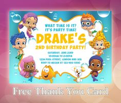 the little mermaid birthday party printable card