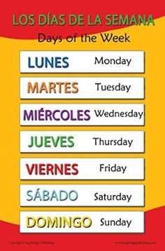 spanish days of the week poster