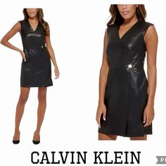 New Calvin Klein Faux-Leather Belted Sheath Dress Slit Cup Sleeves Size 4 Small Lightweight Stretch Nwt New With Tags -Sexy -Chic -Classy -Elegant -Sophisticated -Business -Party Lend A Stylish Edge To Your Look With Calvin Klein's Faux-Leather Sheath Dress. Unlined Exposed Back Zipper Imported Belt Detail At Waist V-Neck; Sheath Silhouette Feel Free To Make Reasonable Offers!! (Please Rememppber Poshmark Takes 20%) Same Or Next Day Shipping Check Out My Closet To Find More Great Items! Bundle T Cup Sleeves, Business Party, Elegant Sophisticated, Faux Leather Belts, Classy Chic, Calvin Klein Dresses, Leather Sheath, Calvin Klein Black, Womens Calvin Klein