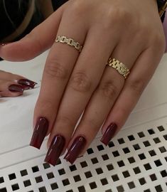 Autumn nails, burgundy nails Burgundy Nails Square Long, Crimson Color Nails, Wine Nails Coffin, Maroon Square Acrylic Nails, Dark Red Natural Nails, Red Wine Nails Design Burgundy, Wine Red Square Nails, Burgundy Square Acrylic Nails, Coffin Burgundy Nails