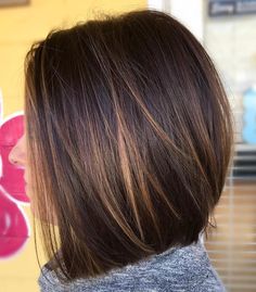 #44: Smooth Brunette Lob with Subtle Highlights Popular Short Hairstyles, Medium Bob Hairstyles, Fav Color, Short Hairstyles For Thick Hair, Long Bob Hairstyles, Haircut For Thick Hair, Medium Hair Cuts, Dark Brown Hair, Medium Length Hair