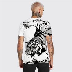 Hombre Unisexo Camiseta Tigre Estampados Cuello Barco Verde Trébol Amarillo Gris Blanco Impresión 3D Diario Festivos Manga Corta Estampado Ropa Design Casual Grande y alto 2024 - $12.99 Summer Streetwear Tops With Graphic Print, Summer Streetwear Tops With Printing, White Printed Sublimation Streetwear, Fitted White Sublimation Design With All Over Print, White Fitted Sublimation Design With All Over Print, Fitted White Sublimation Design Top With All Over Print, Black Printed Tops For Summer, White Digital Print Top For Summer, White Crew Neck Sublimation T-shirt For Summer