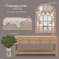 the christmas entryway is decorated in neutral tones