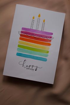 a birthday card with three candles on it