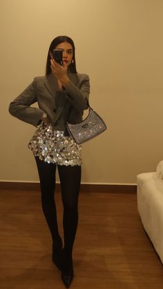 Silk Blazer Outfit, Silk Blazer, Nye Outfits, Sequin Dresses, Blazer Outfit, Dark Feminine, Winter Fits, Blazer Outfits, Nouvel An