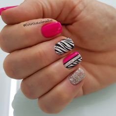 Hot Pink Zebra Nails, Pastal Nails, Pink Zebra Nails, Nail Dipping Powder Colors, Nail Growth Tips, Cheetah Print Nails, Cute Nail Colors, Zebra Nails, Semi Permanente