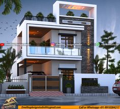 a modern style house with balcony and balconies