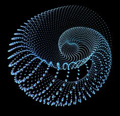 an image of water droplets on a black background in the form of a spiral pattern