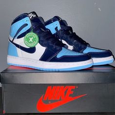 Size 6.5 Stock X Verified Brand New, Never Worn Air Jordan 1s Unc Patent Prize Is Negotiable, Need Them Gone Asap Custom Blue High-top Sneakers With Boost Midsole, Blue High-top Custom Sneakers With Boost Midsole, Custom Blue High-top Sneakers With Laces, Blue High-top Custom Sneakers With Laces, White Sole High-top Jordan Shoes With Branded Heel Counter, Air Jordan 1s, Jordan 1s, Shoes Air, Air Jordan 1 Retro High