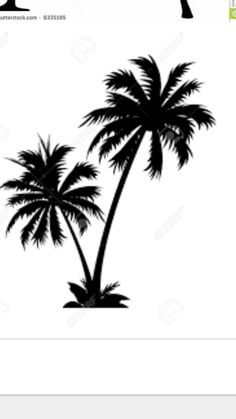 a black and white silhouette of two palm trees