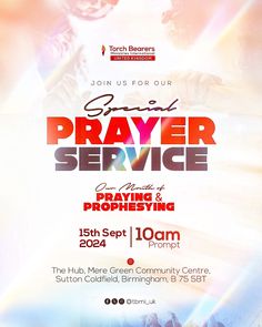 a flyer for a prayer service