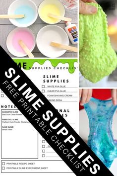 this is an image of slime supplies printables