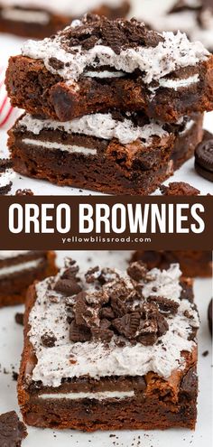 oreo brownies with white frosting and chocolate cookies