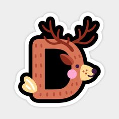 a sticker with the letter d as a deer's head and antlers on it