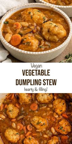 vegetable dumpling stew in a white bowl