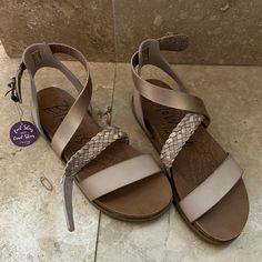 Brand New Vegan Ladies Blowfish Gladiator Sandals Tan And Rose Gold Braided Strap Across The Top Cork Bottom Size 8 Blowfish Shoes, Braided Sandals, Braided Strap, Gladiator Sandals, Women's Shoes Sandals, Cork, Cool Style, Shoes Sandals, Braids