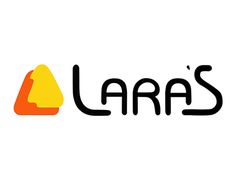 the word lafra's written in black and orange letters on a white background